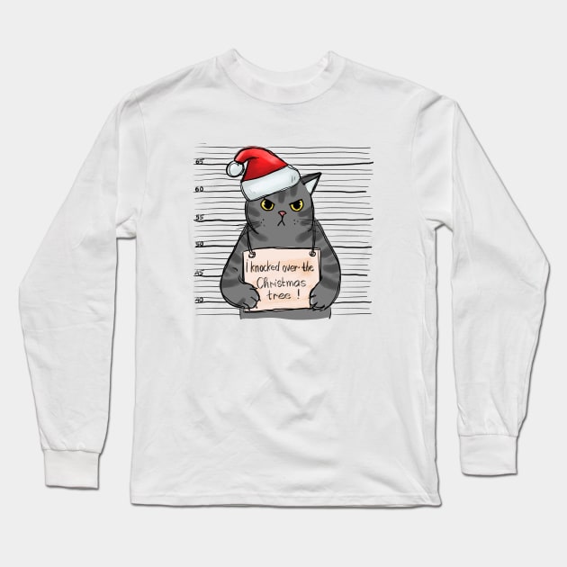 I Knocked Over the Christmas Tree! - Angry Christmas Cat Long Sleeve T-Shirt by Pop Cult Store